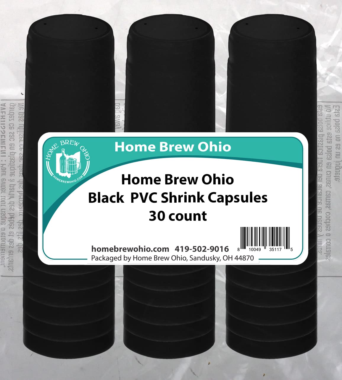 30 Black PVC Shrink Capsules