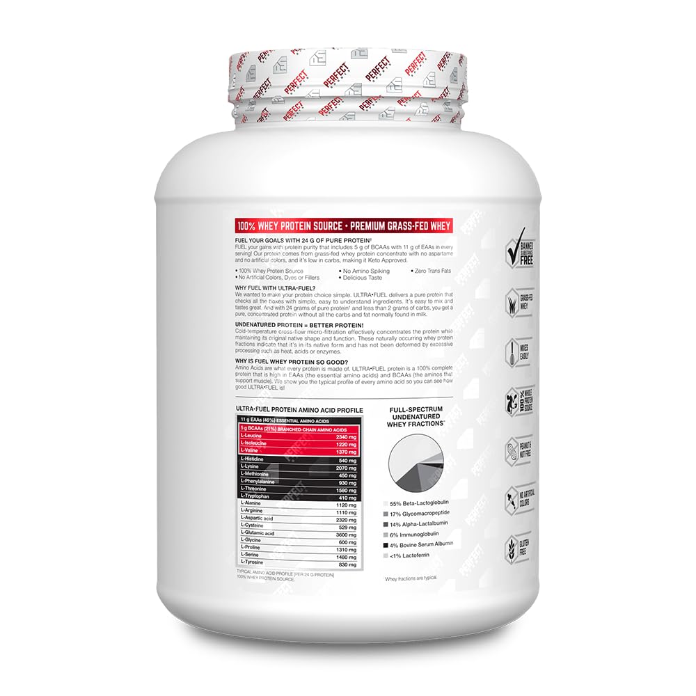 PERFECT SPORTS Ultra Fuel Grass-Fed Whey Protein - 4lbs Vanilla Ice Cream