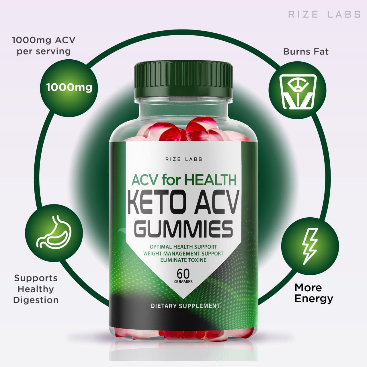 rize labs - ACV for Health Keto ACV Gummies - Apple Cider Vinegar Gummies for Weight Loss, an Advanced Formula for Belly Fat Loss (180 Gummies) (Pack of 3)
