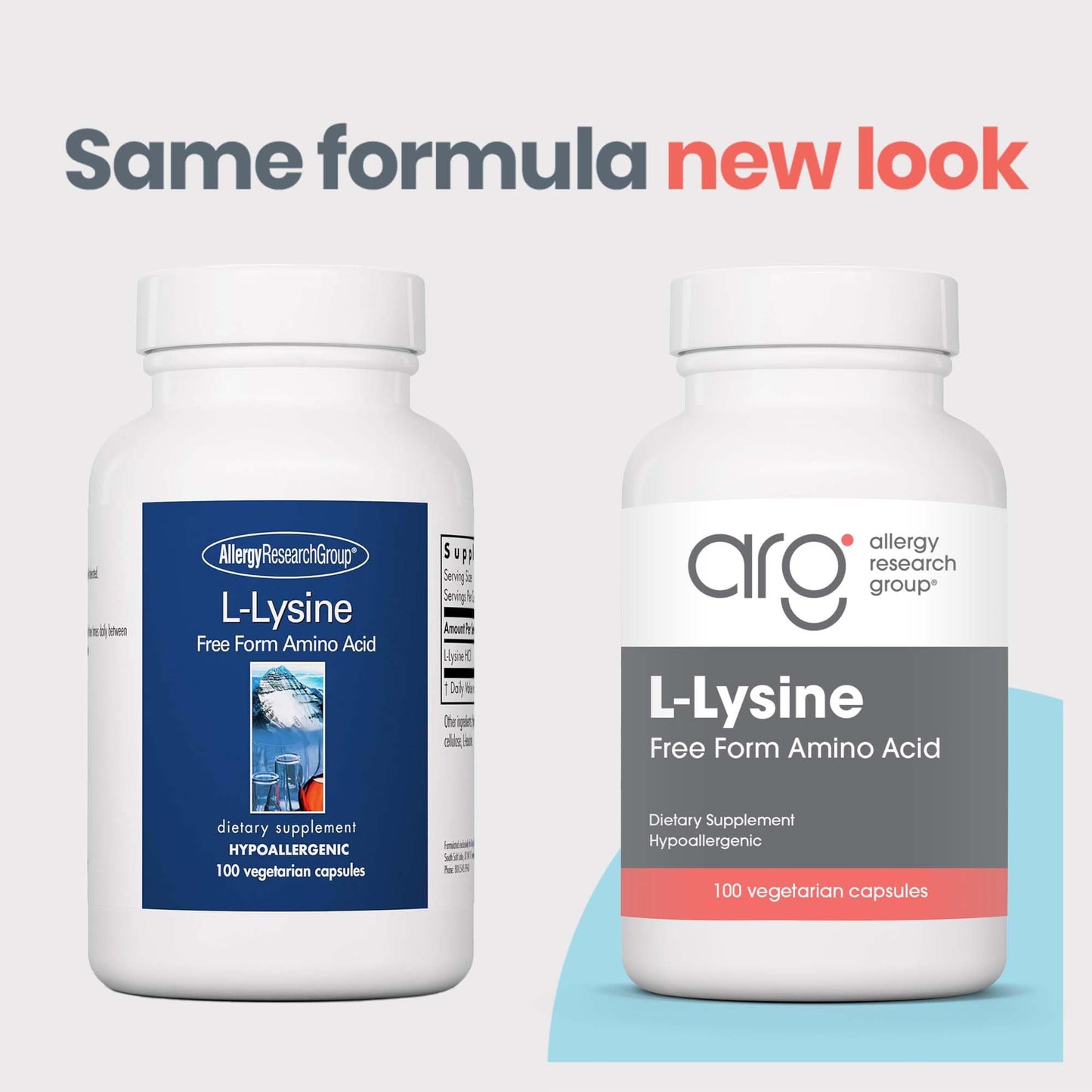 Allergy Research Group L-Lysine - Immune Support, L-Lysine HCI, Free Form Amino Acid, 500mg Supplement, Pure, Organic, Vegetarian Capsules - 100 Count