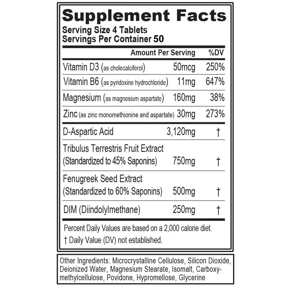 EVL Testosterone Booster for Men - Post Workout Recovery Testosterone Support Supplement with DIM Plus D Aspartic Acid and Fenugreek and Tribulus - EVLTest for Men Post Workout Supplement