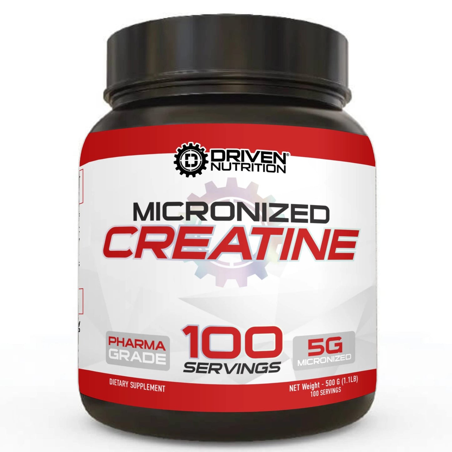Driven Nutrition Creatine, 500g - Unflavored Micronized Powder, Physical Performance & Cognition - 5g Per Serving for Reduced Fatigue & Increased Strength, Muscle Mass, Endurance, & Speed
