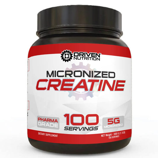 Driven Nutrition Creatine, 500g - Unflavored Micronized Powder, Physical Performance & Cognition - 5g Per Serving for Reduced Fatigue & Increased Strength, Muscle Mass, Endurance, & Speed