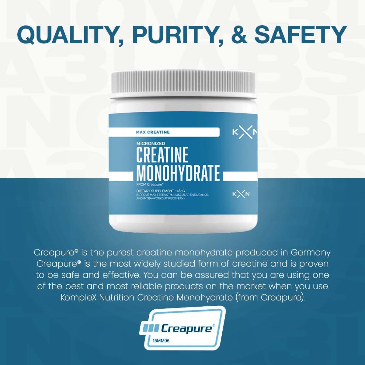 KompleX Nutrition Max Creatine Monohydrate from Creapture (30 Servings) - Maximize Performance, Enhanced Energy, Muscle Support, Brain