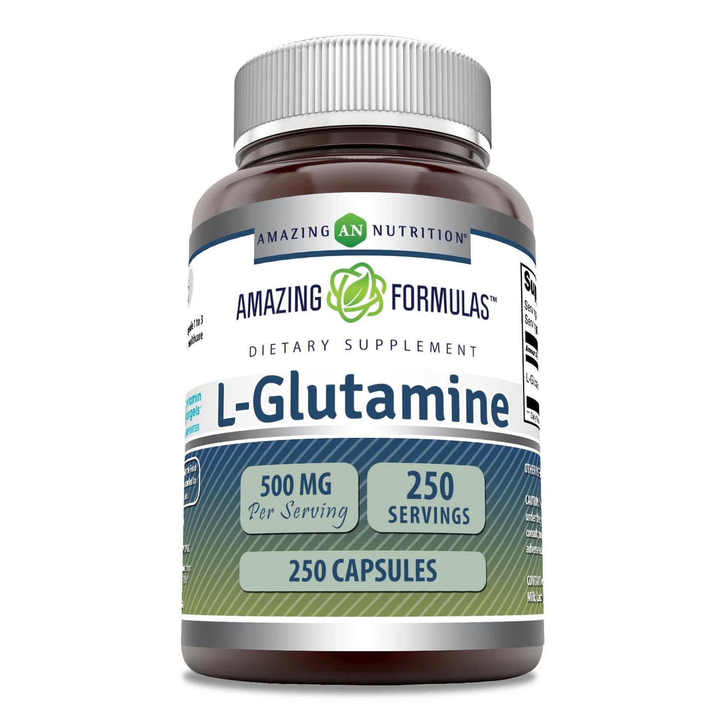 Amazing Formulas L-Glutamine 500 mg Capsules | Amino Acid Supplement | Non-GMO | Gluten Free | Made in USA (1 Pack, 250)