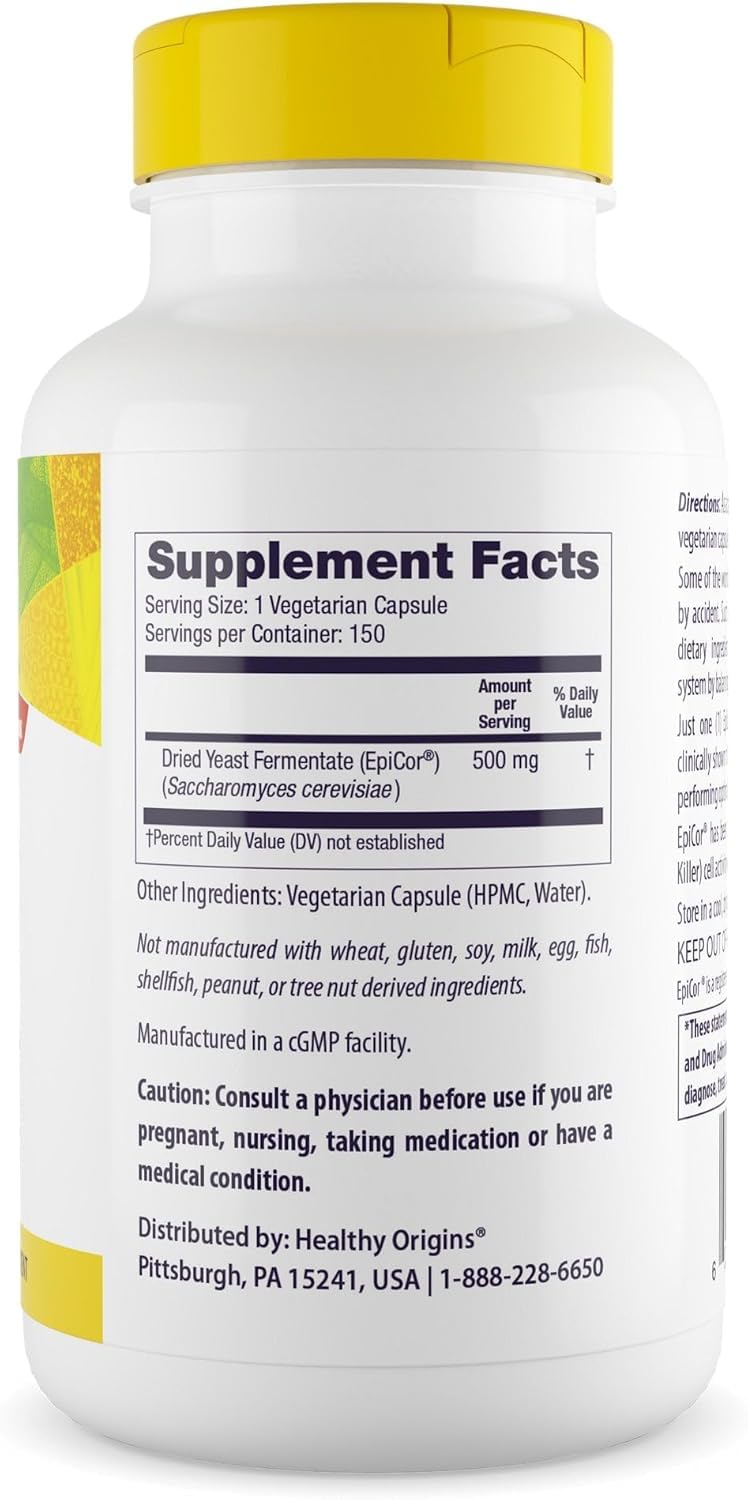 Healthy Origins EpiCor 500 mg (Immune Support, Non-GMO, Gluten Free), 150 Veggie Capsules