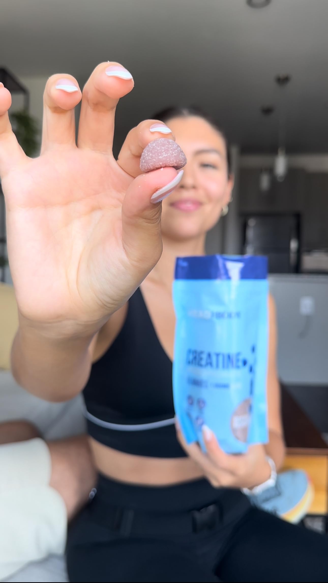 HEADTOBODY Vegan Creatine Gummies - Non-Melting 1000mg Monohydrate Chewables for Strength, Muscle, Focus, Endurance - Non-GMO Creatine Supplements for Men & Women - Blue Raspberry, 90 Count