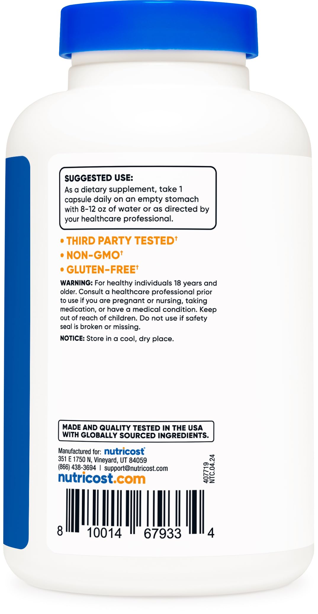 Nutricost L-Glutamine 800mg, 180 Capsules - Gluten Free, Non-GMO