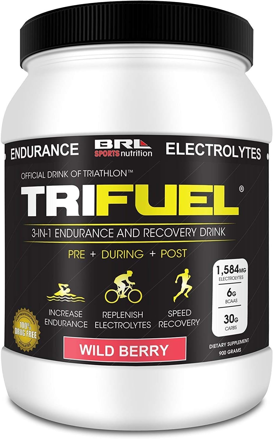 TRIFUEL - 3-in-1 Endurance and Recovery, Hydration, BCAA, Electrolyte Enhanced Drink (Wild Berry)…