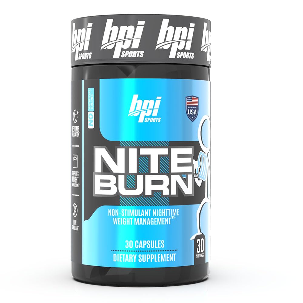 BPI Sports Nite burn - Nighttime Fat Burner & Sleep Support - Keto-Friendly - Weight Loss, Burn Fat, Relaxation, Boost Metabolism - 30 servings - 640mg, Capsule