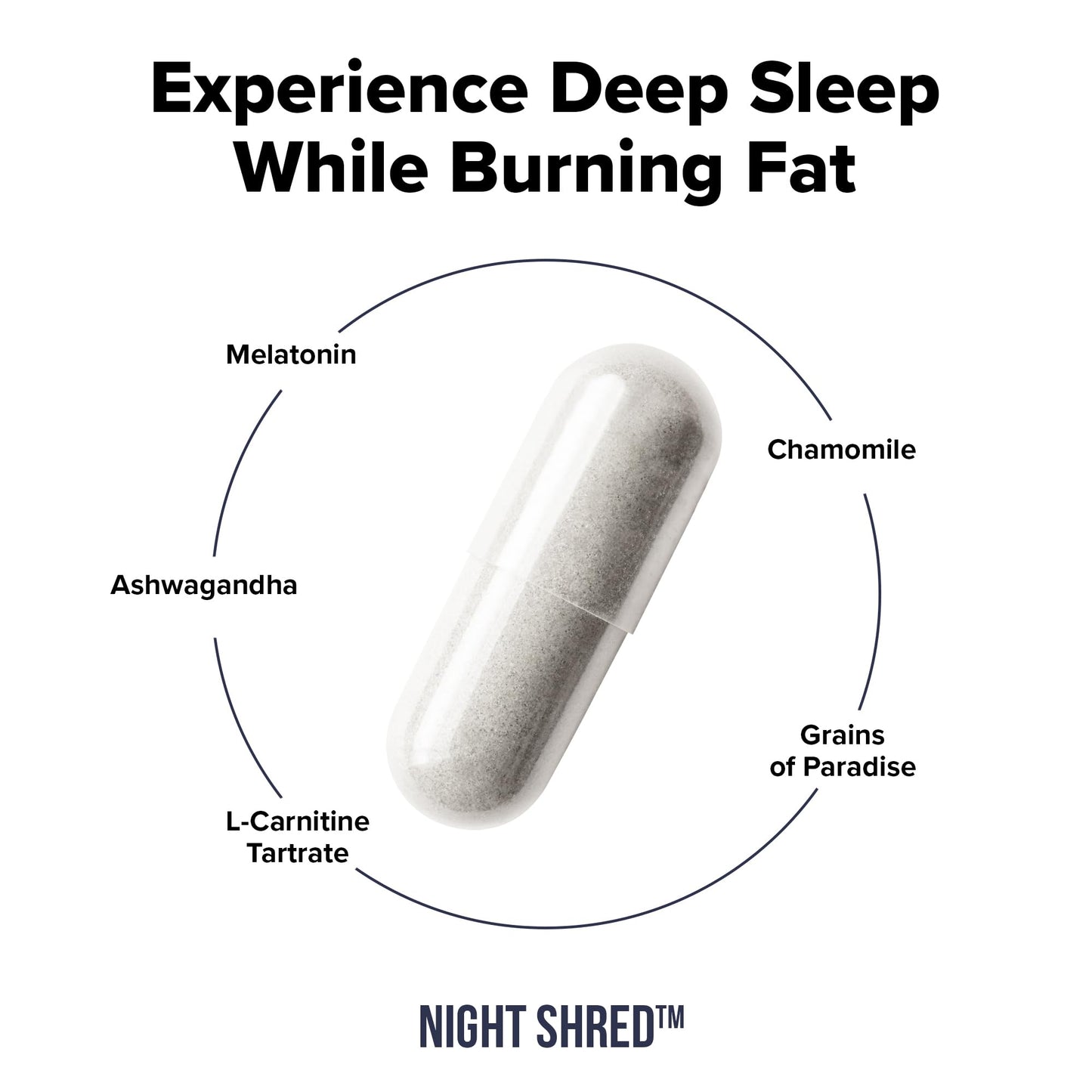 Night Shred Fat Burner and Natural Sleep Support | Ashwaganda, 5-HTP, CLA, Melatonin | Appetite Suppressant | Weight Loss Support Nighttime Fat Burning (60 Vegetarian Capsules)