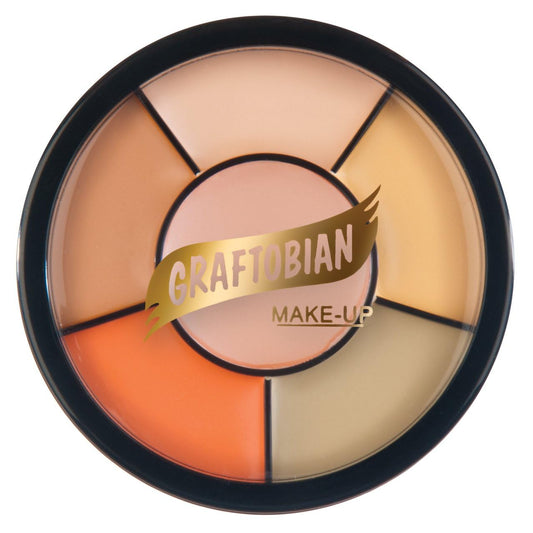Graftobian Corrector Wheel - Light | Professional Full-Coverage Color Corrector for Blemishes, Tattoos, Birthmarks & Skin Discoloration | Highly Pigmented, Blendable Concealer for Flawless Complexion