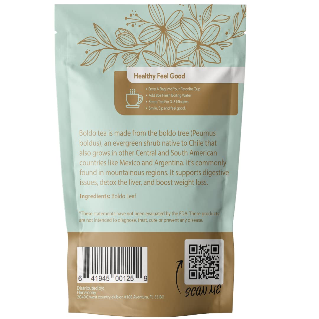 Boldo Tea (Includes filitered tea bags) for Liver Detox, Gallbladder Booster & Support - Gluten & Caffeine Free - (Loose Leaf)