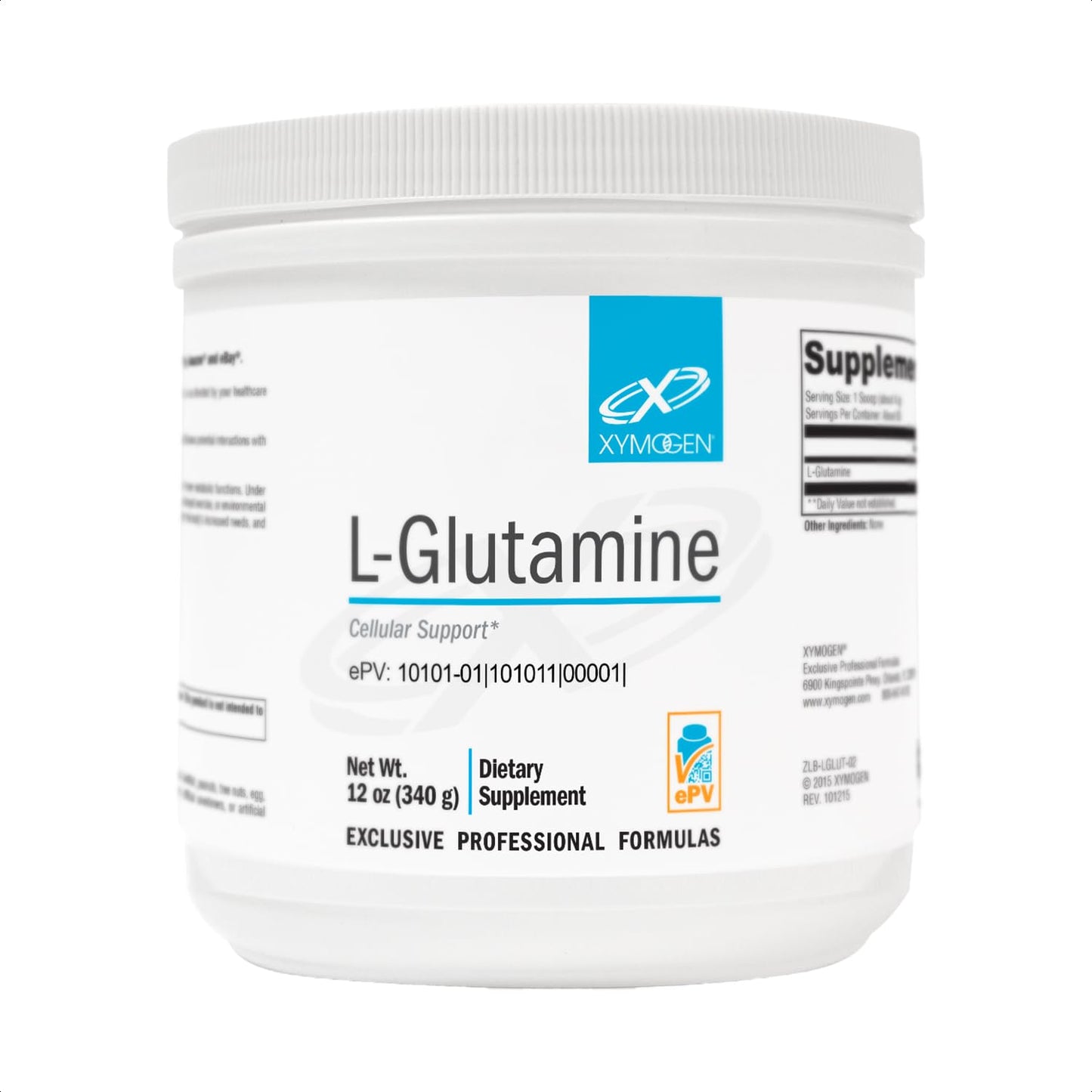 XYMOGEN L-Glutamine Powder Supplement - Promotes Cellular, Immune System + Gut Health - Supports Muscle Mass Retention, 4000mg L-Glutamine Per Serving (12 oz / 85 Servings)