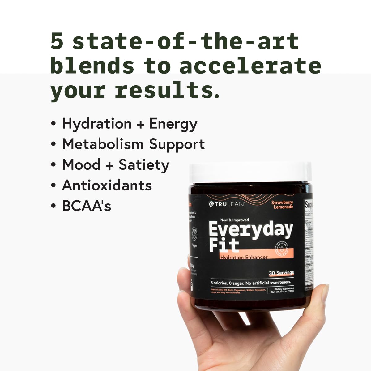 TRULEAN Everyday Fit Water Enhancer Sugar Free Electrolyte Powder Drink BCAA Blend Keto Amino Acid Supplement Delicious Strawberry Lemonade 30 Servings (Pack of 1)