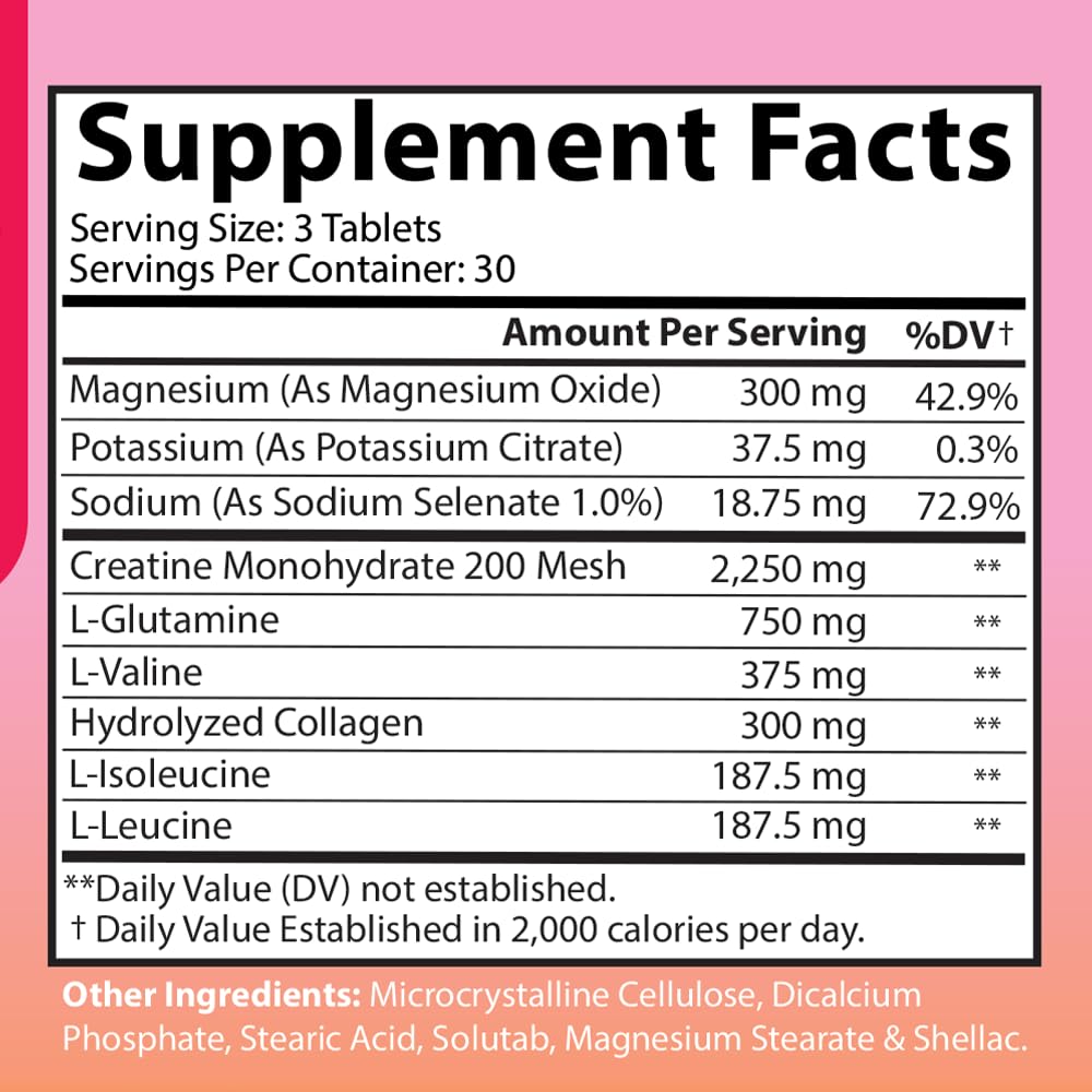 Better Booty BBL Tablets - Creatine for Booty Gains & Muscle Building, Glute Builder Supplement for Women with Creatine Monohydrate, L-Glutamine, Collagen, and BCAA's (90ct)