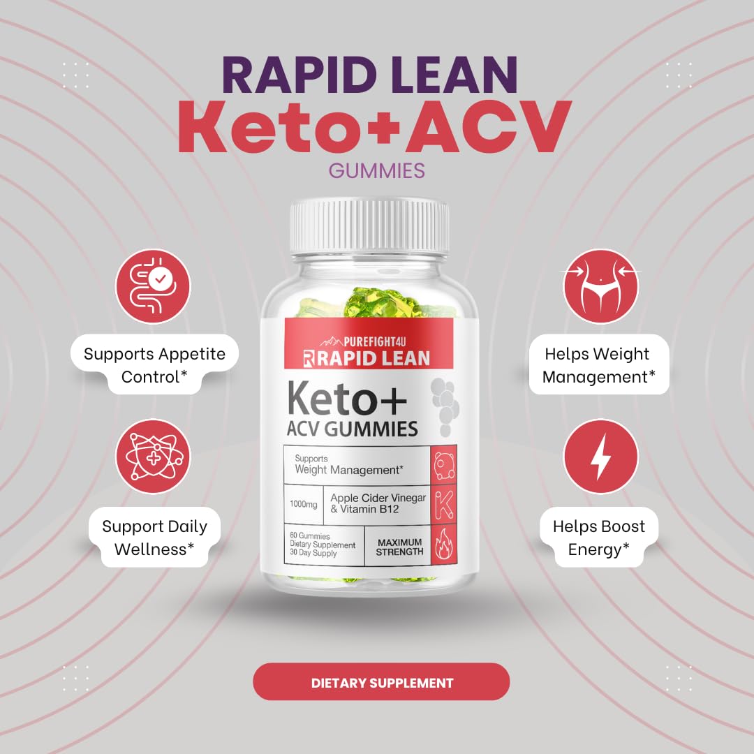 PureFight4U RapidLean Keto +ACV Gummies | Weight Management, ACV Support, Vitamin B12 1000mg| Dietary Supplement 60 Gummies