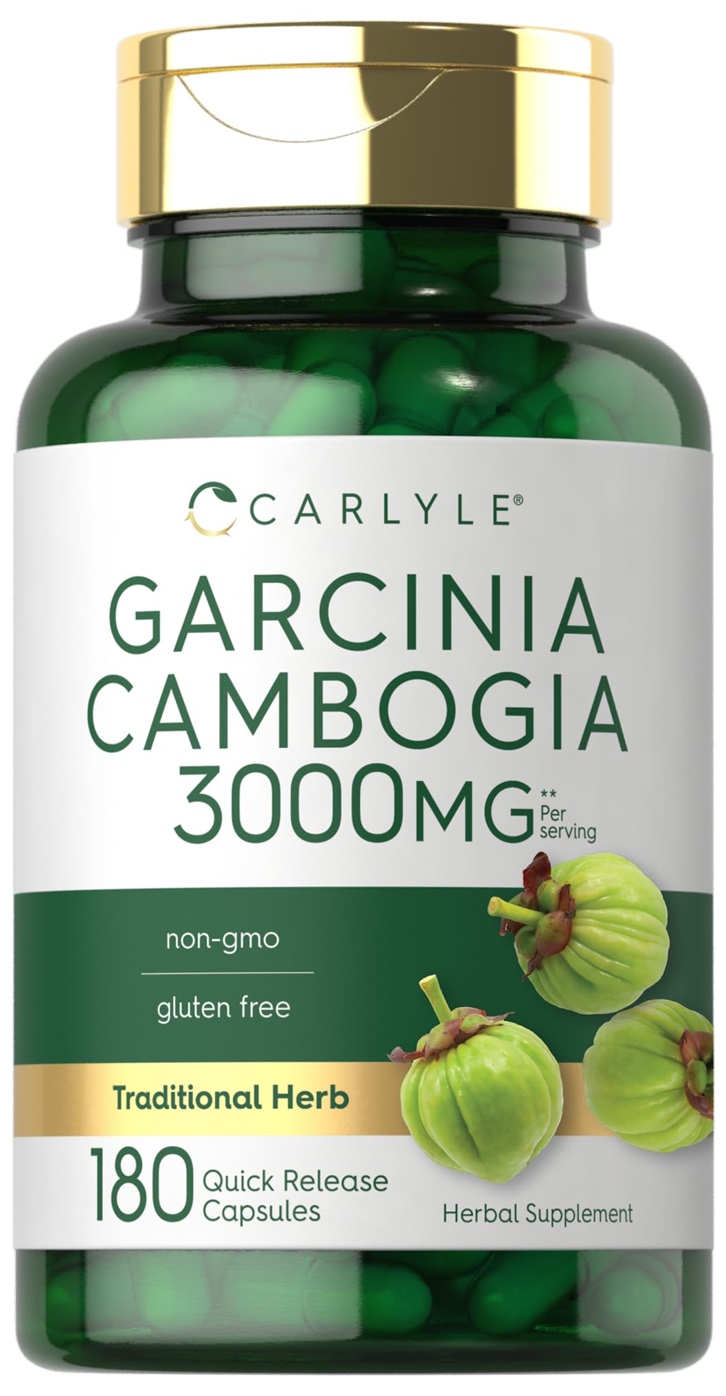 Carlyle Garcinia Cambogia Extract | 3000mg | 180 Capsules | Non-GMO, Gluten Free Supplement