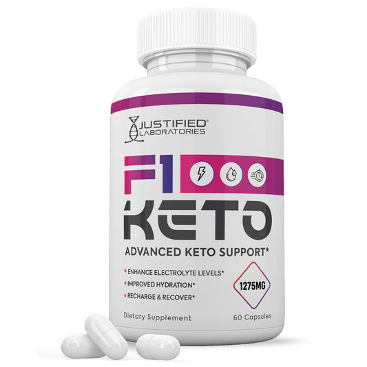 F1 Keto Pills 1275MG New & Improved Formula Contains Apple Cider Vinegar Extra Virgin Olive Oil Powder Green Tea Leaf 60 Capsules