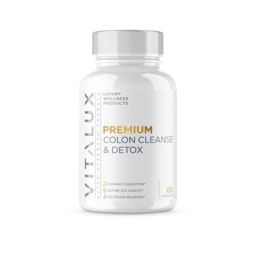 VITALUX || #1 Rated Premium Colon Cleanse & Detox || Enhance Digestion, Gut Health, Decrease Bloating | Ultra Dosed Formula w/ 10 Powerful Ingredients | 3rd Party Tested + USA Made - 60 Capsules
