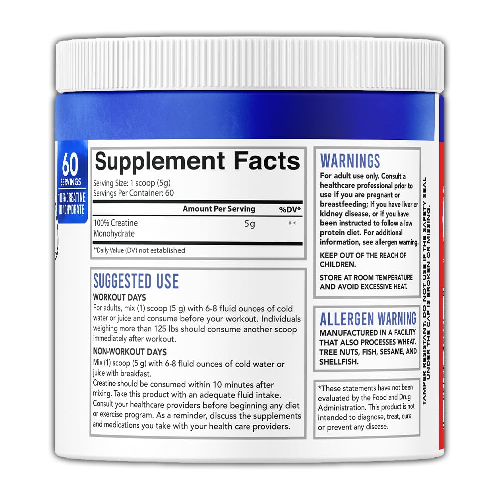 Angry Supplements Creatine Monohydrate 200 Mesh Premium Performance Unflavored Powder Creatina - Pure Muscle Fuel for Strength and Workout Endurance for Men and Women (300 Grams, 60 Servings)
