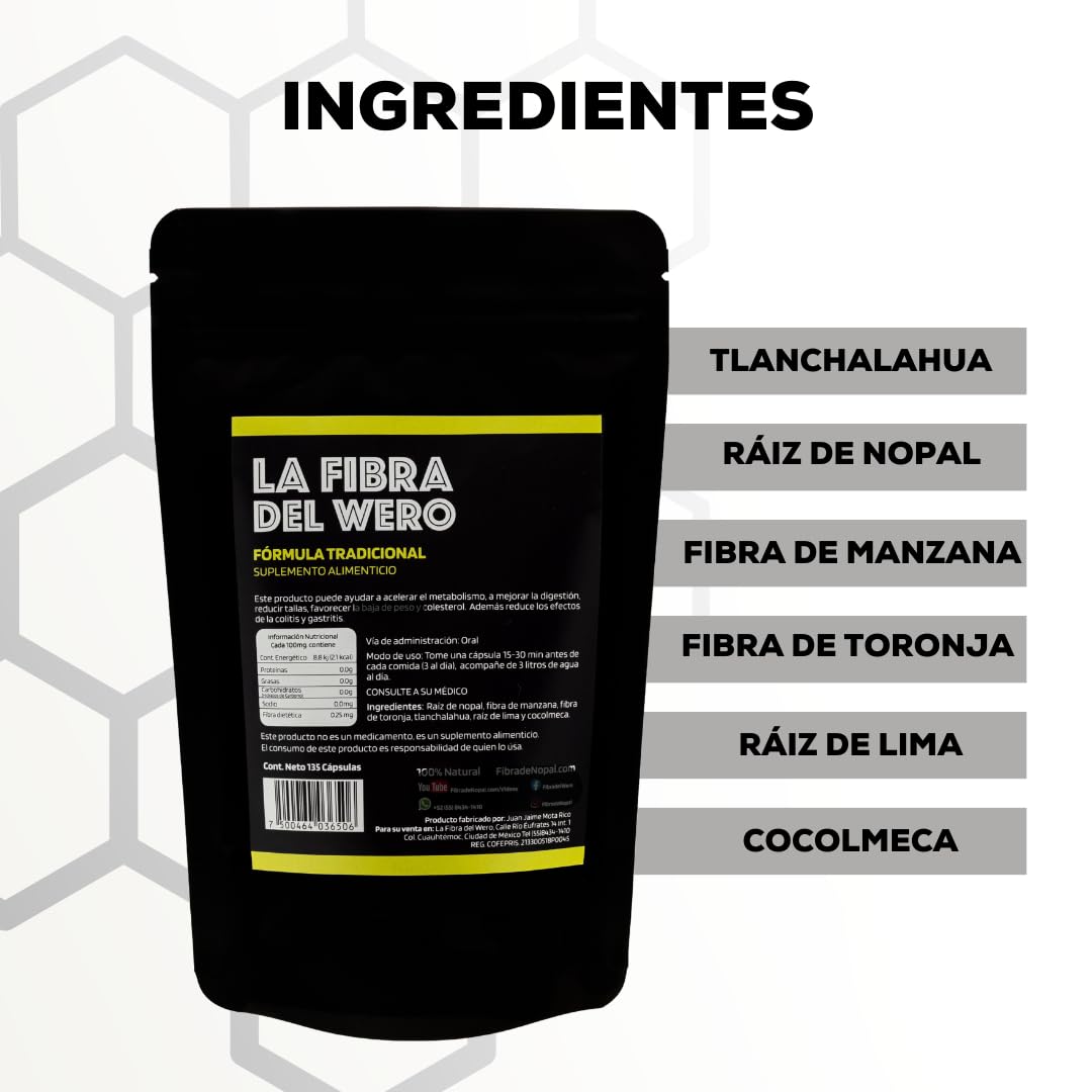 FIBRA DEL WERO | Cactus Fiber with Pink Grapefruit | 100% Natural Supplement | Package “Month and a Half”