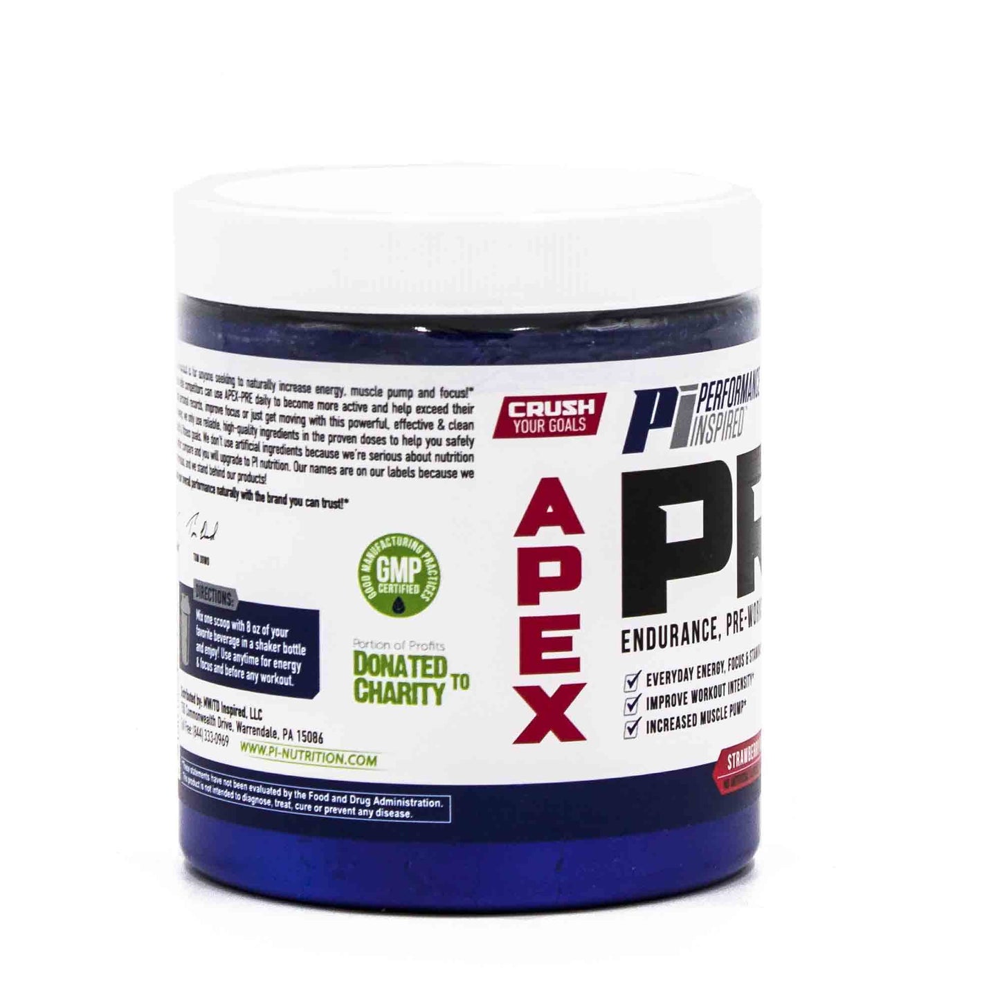 PERFORMANCE INSPIRED Nutrition - APEX Pre Workout Powder - Increase Energy & Endurance - Caffeine - Beta Alanine - All Natural - Vegan Formula - Strawberry Kiwi