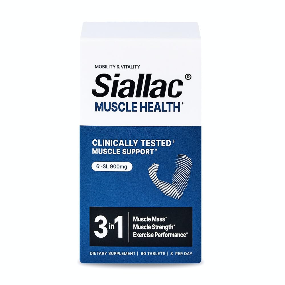 SIALLAC Muscle Health - Enhance Muscle Mass & Strength, Fast Workout Recovery, Reduce Fatigue & Boost Exercise Performance, 6-Sialyllactose (6-SL), 900mg, 90 Tablets