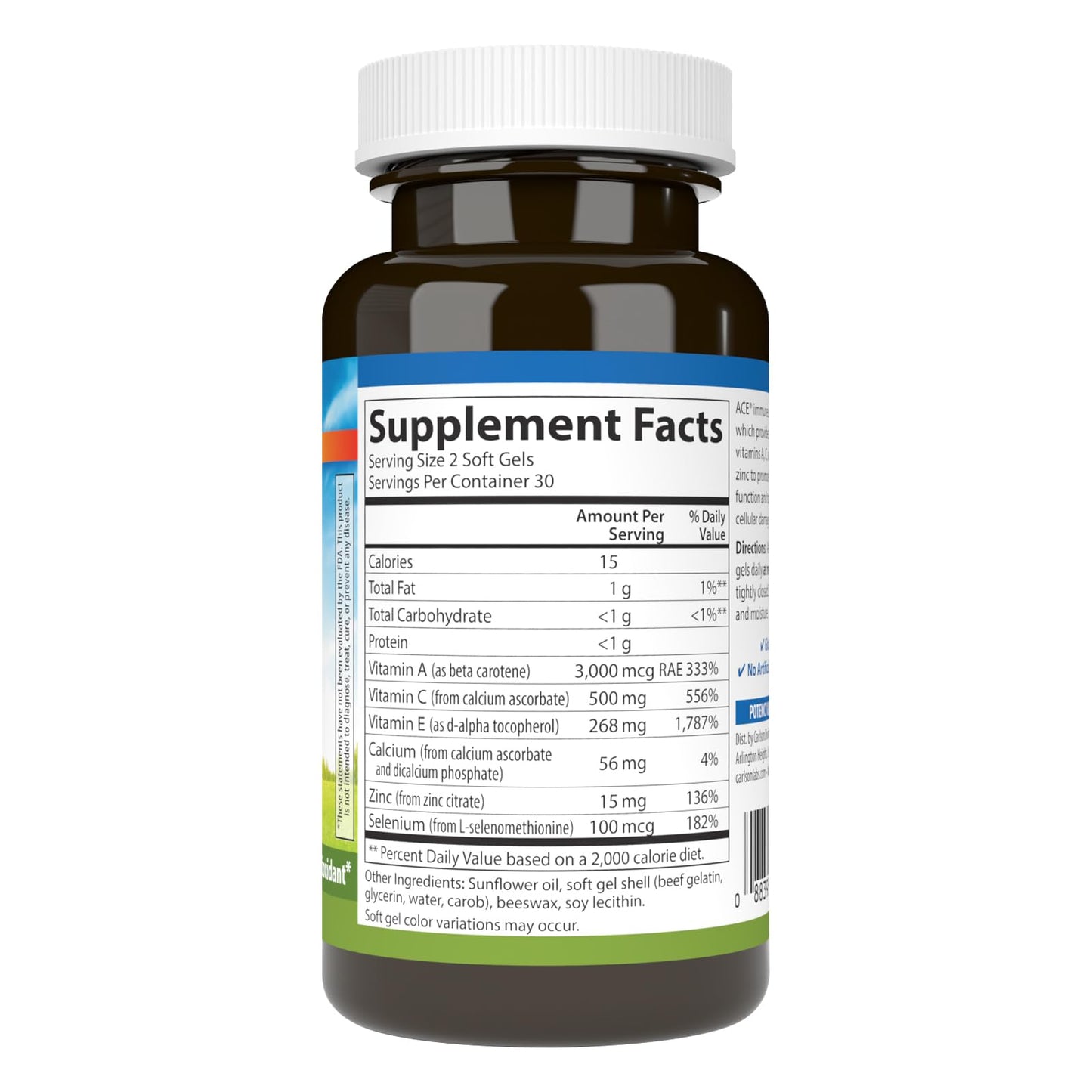 Carlson - ACES + Zn, Vitamins A, C, E + Selenium & Zinc, Cellular Health & Immune Support, Antioxidant, 60 Softgels
