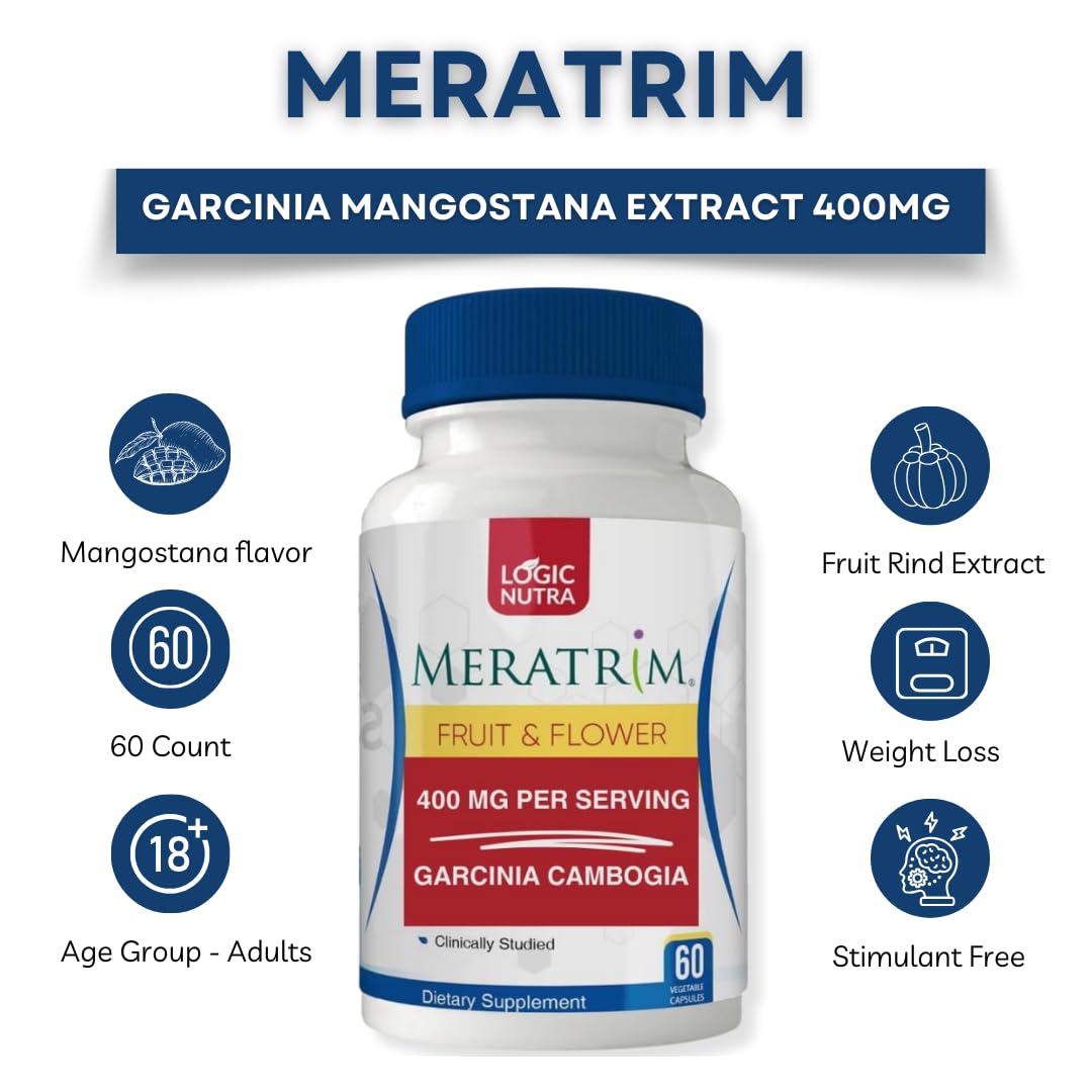 Logic Nutra Meratrim Proprietary Blend 400 mg - Garcinia Mangostana (Fruit Rind) Extract - Stimulant Free - 60 Vegetable Capsules