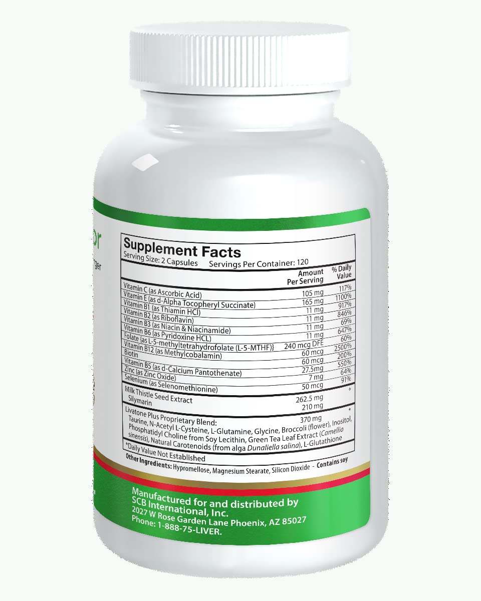 Livatone Plus Liver Detox Capsules Liver Cleanse and Detox Pills with Milk Thistle and Antioxidants (240 Count)