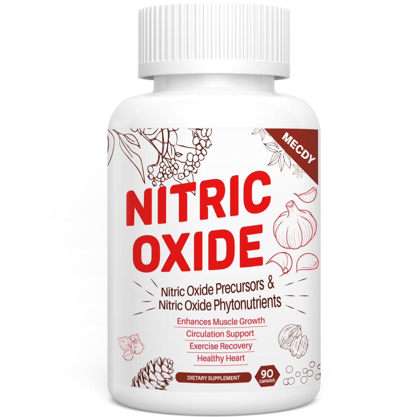 Nitric Oxide Supplement for Men with Nitric Oxide Precursor & Nitric Oxide Phytonutrients Blend, Nitric Oxide Enhancer 2255mg Per Serving-Circulation, Heart, Immune & Muscle Health, 90 Capsules
