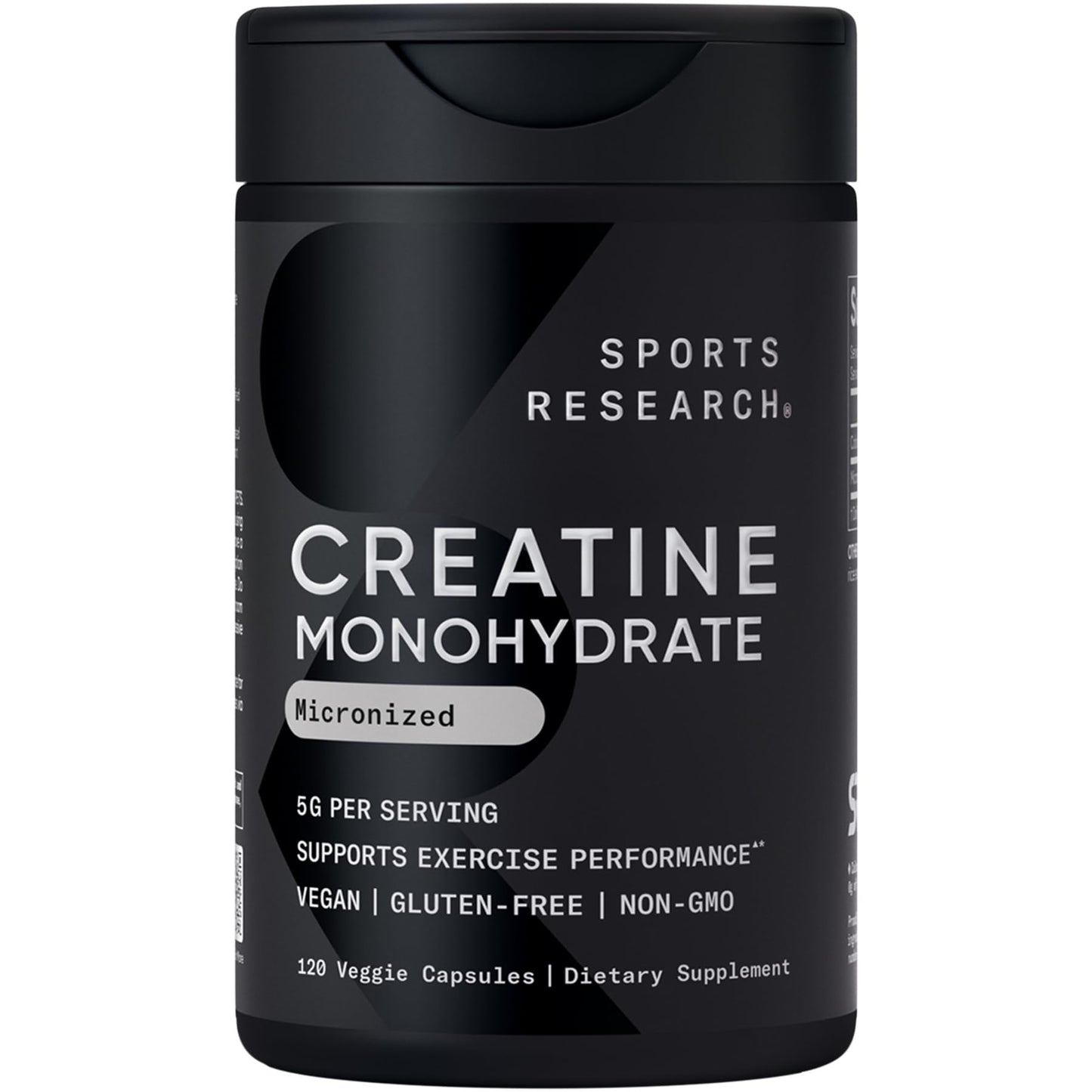Sports Research® Creatine Monohydrate Capsules, 5g per Serving - Premier Workout Supplement for Men & Women - Informed Sport Certified · NSF Gluten Free · Non-GMO Verified - 30 Servings