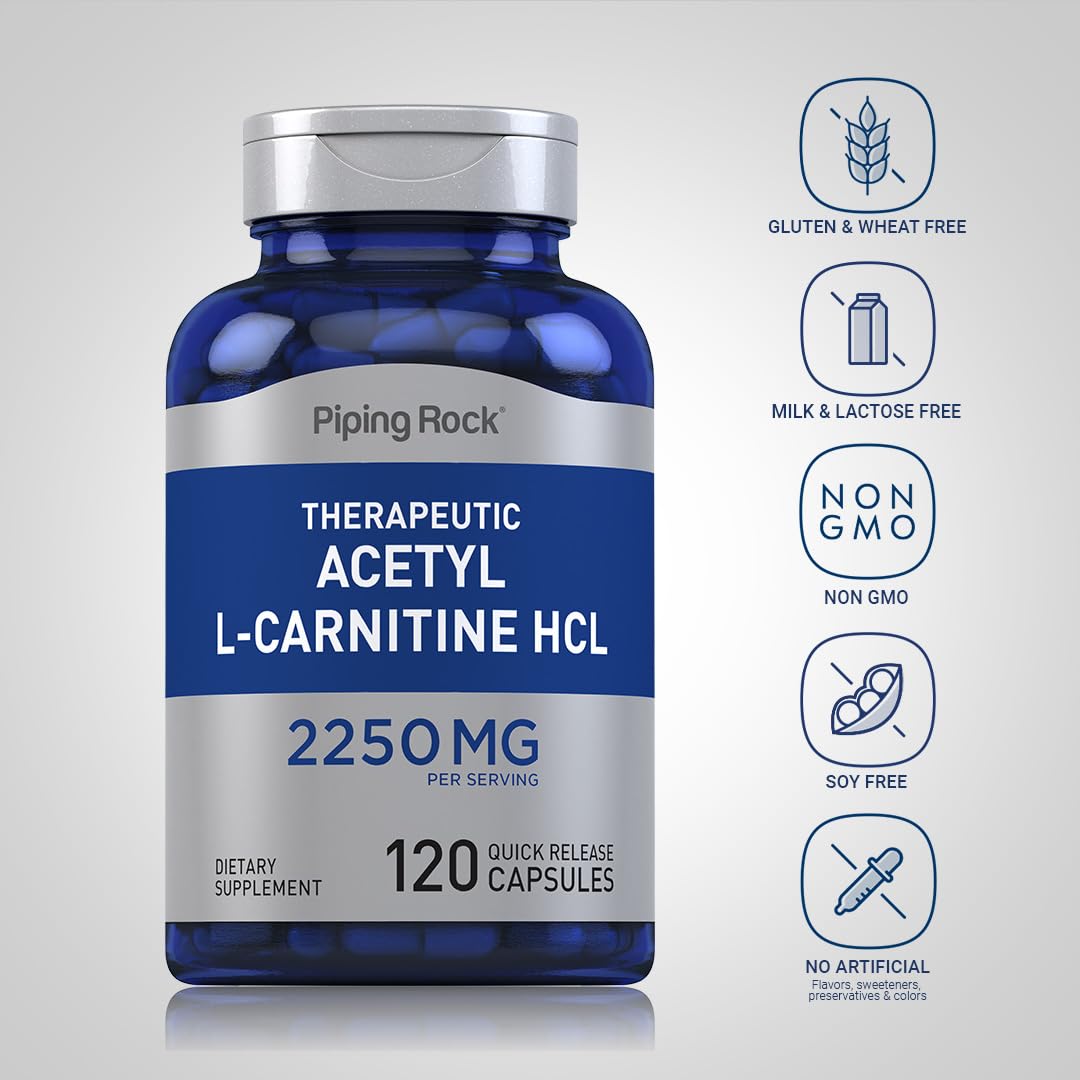 Piping Rock Acetyl L-Carnitine HCL | 2250mg | 120 Capsules | Therapeutic Supplement | Non-GMO, Gluten Free