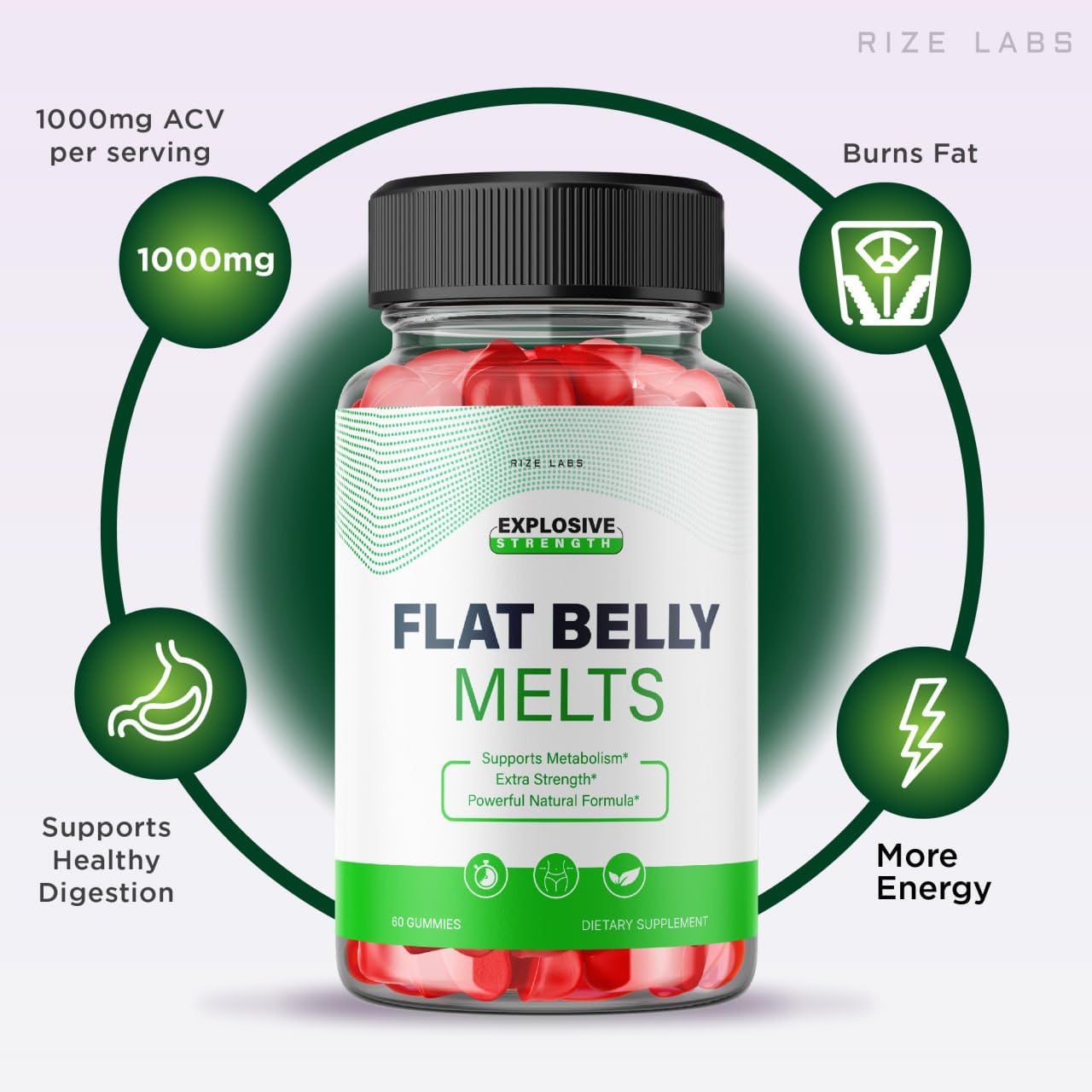 rize labs - Flat Belly Melts Keto ACV Gummies for Advanced Weight Loss with Apple Cider Vinegar, Supplement Helps in Reducing Belly Fat (120 Gummies)