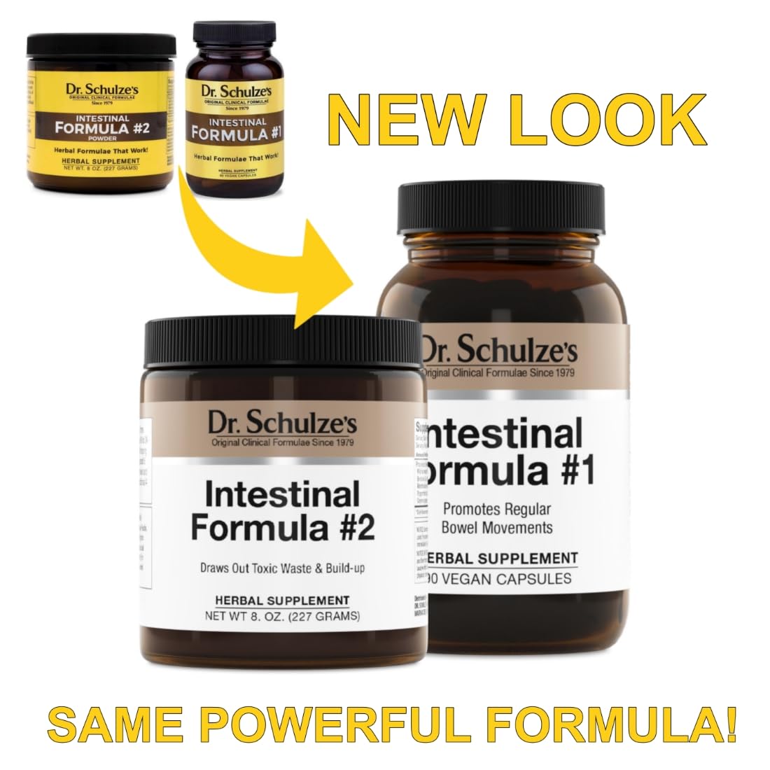 Dr. Schulze's Intestinal Formula #2 (8 Ounces) and Intestinal Formula #1 Capsules (90 Capsules) - Organic Herbal Supplements
