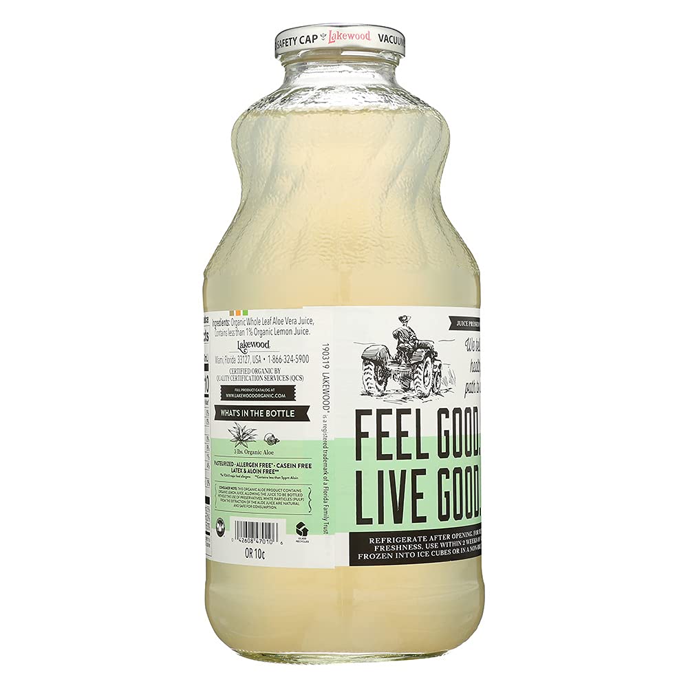 Lakewood Organic Pure Whole Leaf Aloe 32 Ounce Pack of 6
