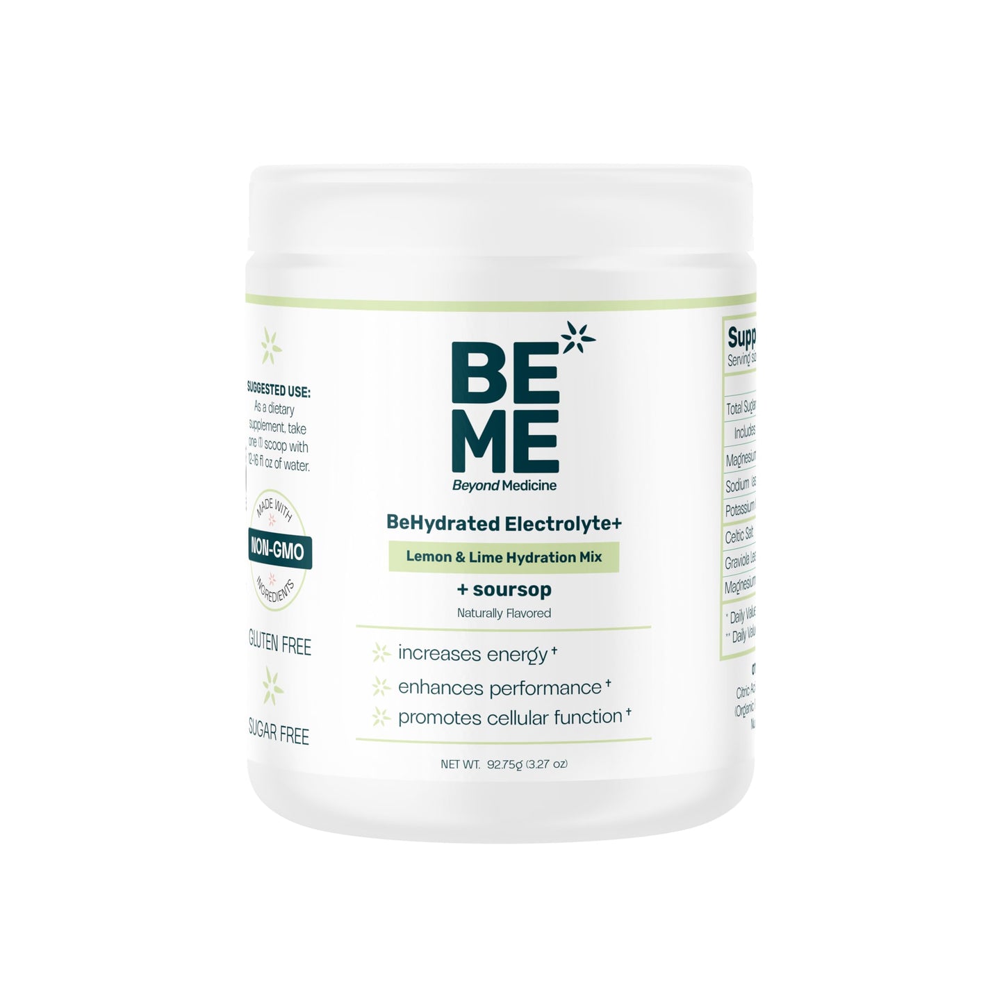 BeHydrated Soursop Electrolyte+ Mix | Hydration & Recovery Support with Magnesium, Potassium & Celtic Salt | Sugar Free with Soursop Leaf Powder | Lemon & Lime Flavor