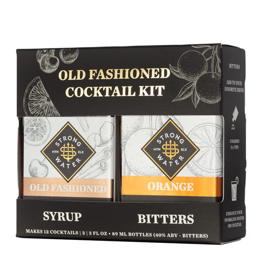 Strongwater Old Fashioned Cocktail Kit  Old Fashioned Gift Set with Old Fashioned Syrup  Orange Cocktail Bitters  Hand Crafted with Organic Demerara Sugar Orange Peel  Tart Cherries