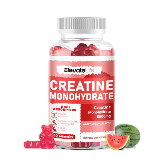 ElevateLife Creatine Monohydrate Gummies 5000mg for Men & Women, Chewables Creatine Monohydrate for Muscle Strength, Muscle Builder, Energy Boost, Pre-Workout Supplement-90 WatermelonGummies