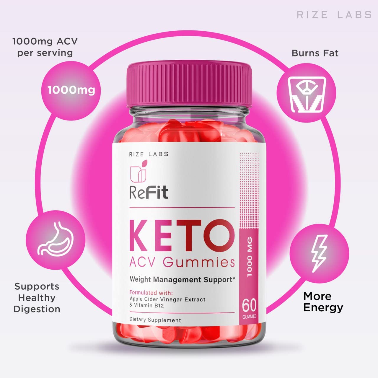 rize labs - Refit Keto ACV Gummies for Advanced Weight Loss with Apple Cider Vinegar, Supplement, Helps in Reducing Belly Fat, for Extra Strength (120 Gummies)