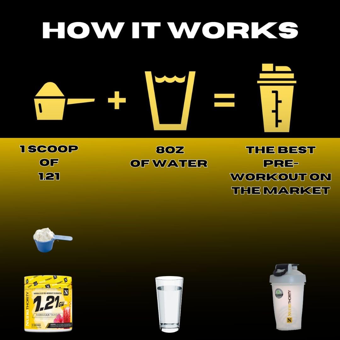 Nutrithority 1.21gw High Stim Pre-Workout, Electric Berry - Strength Gains Powder Energy Supplement - Unparalleled Pumps, Focus, & Drive - Intense Blend of Time Released Caffeine