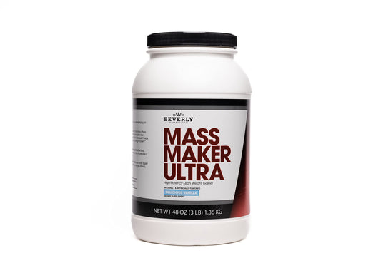 Beverly International Mass Maker Ultra Vanilla, 14 Servings, 3lb. Build Lean Mass Like a Pro. Milk Protein Isolate, Whey Protein Isolate + Egg. MCT Oil. Clean Carbs, Great Taste