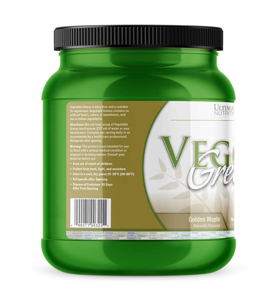 Ultimate Nutrition Veggie Greens Super Food Vegetable Protein Powder with Whole Foods, No Sucralose, Vegan Meal Replacement, Low Carb, Keto,No Gluten, Golden MapleFlavor, 18 Ounces, 64 Servings