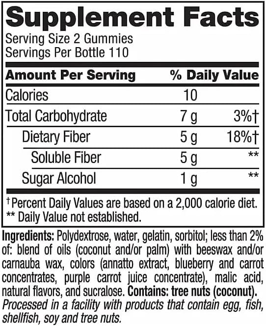 Fibe r Well Sugar Free Gummies Supplement, Peach, Strawberry and BlackBerry Flavored Supplements, 220 Count