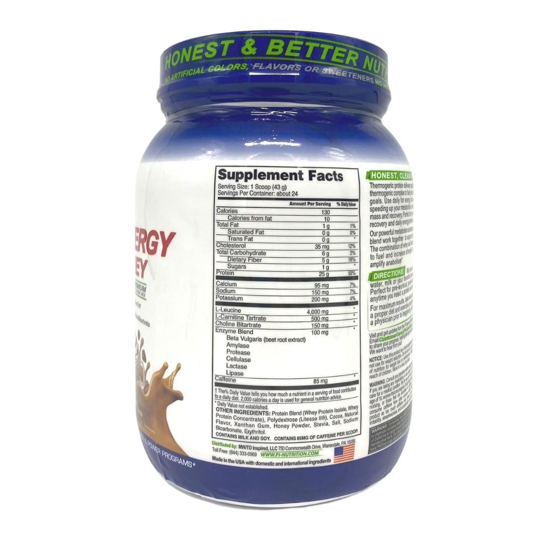 Performance Inspired Nutrition Ripped Whey Protein - 25G Protein - 4G Leucine - L-Carnitine - Green Tea Extract - Mocha - 2.25 lbs