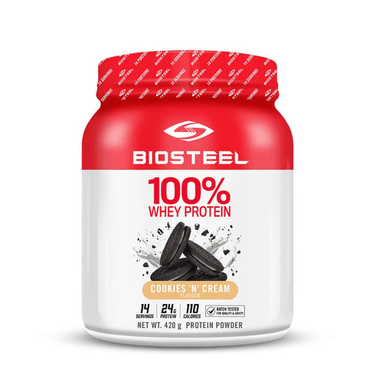 BIOSTEEL 100% Whey Protein Powder - Cookies & Cream, 14 Servings, 24g Protein, Whey Protein for Pro Athletes, Sugar Free, rBGH Free, Non-GMO, Enhanced Recovery and Muscle Building