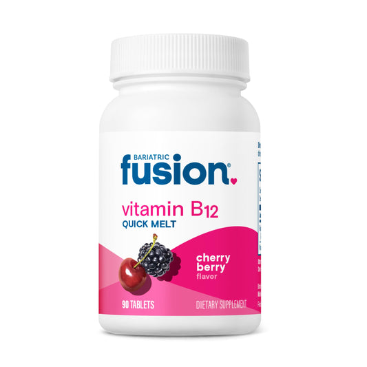 Bariatric Fusion Vitamin B12 Sublingual 1000 mcg Melts | Cherry Berry Flavored | Vitamin B12 Dissolve Under Tongue Tablets with Folic Acid | Sugar Free | Methylcobalamin | 90 Count