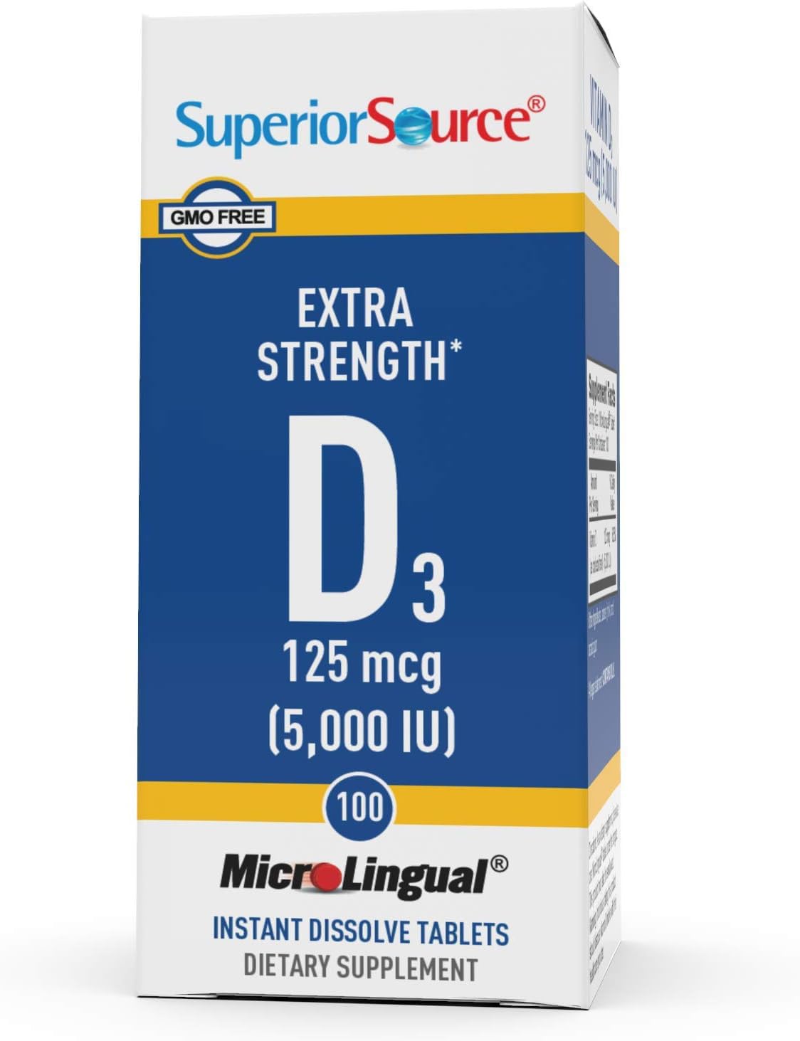 Superior Source Vitamin D3 5000 IU - Offers Immune System, Brain & Nervous System Support - Aids Calcium Absorption for Teeth & Bone Health - Bariatric Friendly - 100 Sublingual Dissolving Tablets