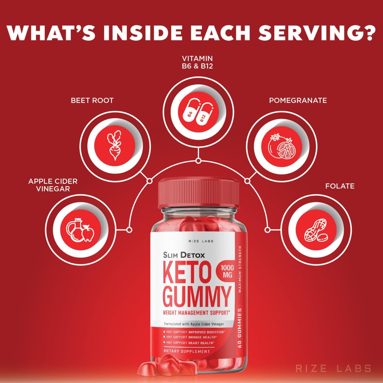 rize labs - Slim Detox Keto ACV Gummies for Advanced Weight Loss with Apple Cider Vinegar, Supplement Helps in Reducing Belly Fat, for Extra Strength (300 Gummies)